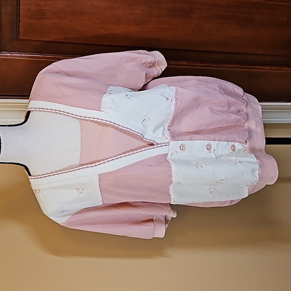 80’s Pink Sheer Drawstring Waist Casual Top by Teddi Of California main image 0